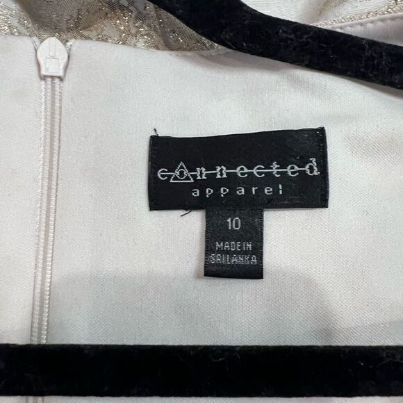 Connected Apparel Light Pink Floral-Print Metallic Dress Sz 10 Women’s - Picture 3 of 7